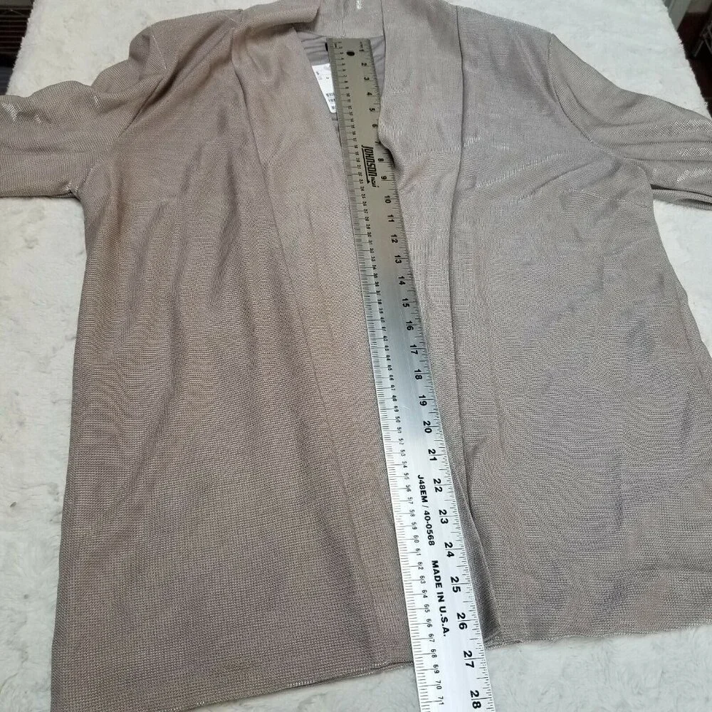 H&M Women Gold Metallic Glitter Open Front Knit Cardigan Sweater Medium Gray New